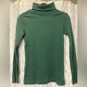 Eddie Bauer Forest Green Striped Long Sleeve Turtleneck